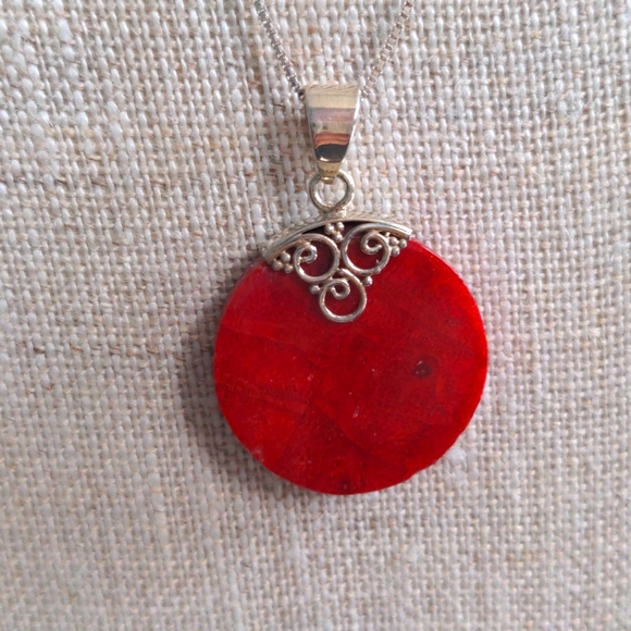 QVC Jewelry New Qvc Red Coral Sterling Pendant 925 Box Chain Is 2
